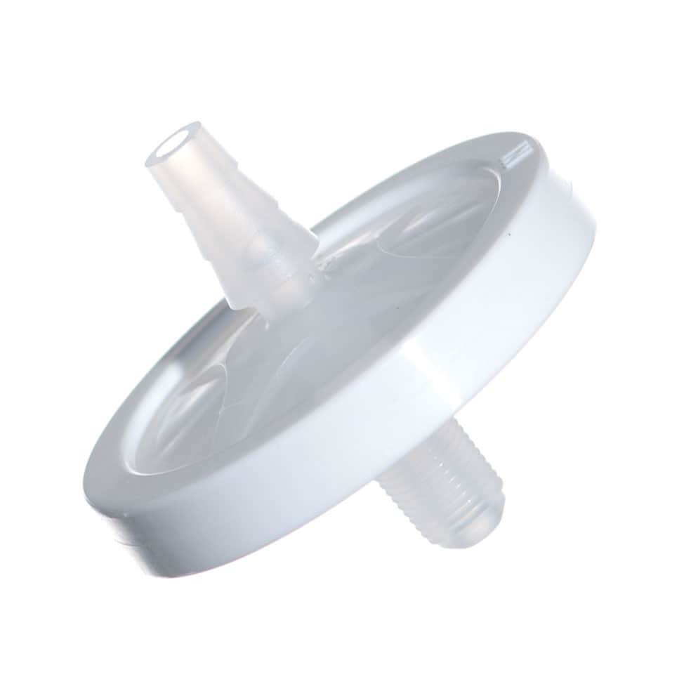 Hydrophobic Inline Filter for Suction 1/4  to 3/8  Stepped Barbed  Outlet 3/8  Threaded - 10/Pack