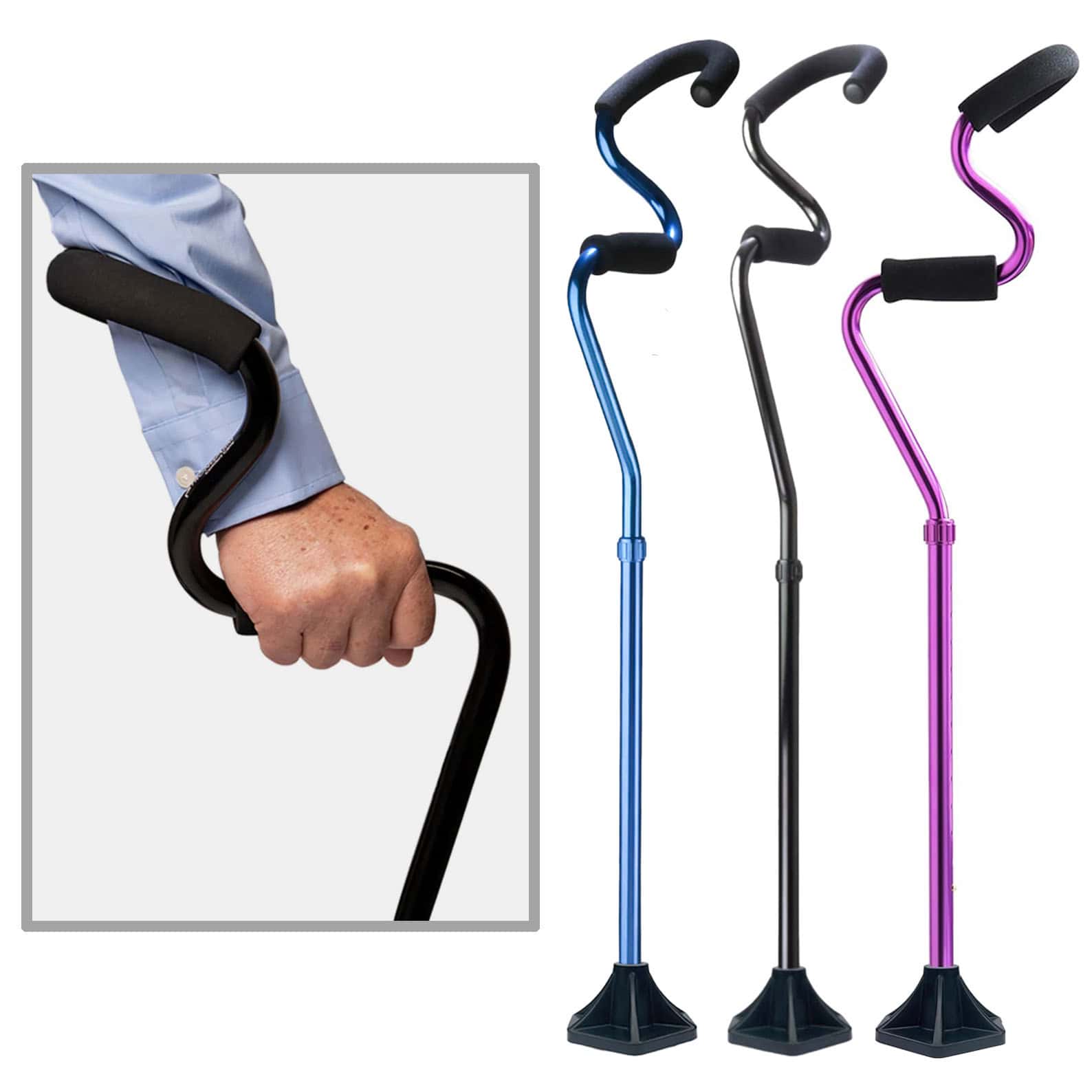 StrongArm Adjustable Comfort Cane - Black