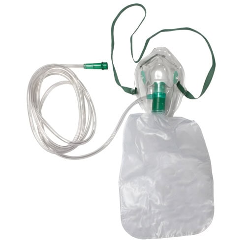 Adult Non-Rebreather Oxygen Mask w/ 7ft safety tubing - High Concentration