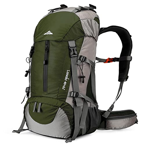 Loowoko 50L Hiking Backpack with Rain Cover for Both Men & Women | Lightweight at Just 2.8 lbs, External Extension with Compression Straps for Backpacking, Hiking, Camping, Trekking