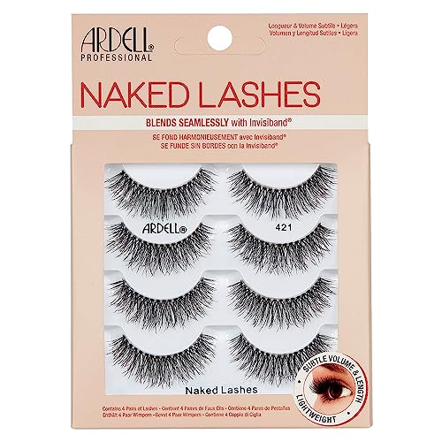 Ardell Naked Lashes 421 Subtle Volume Natural Look False Eyelashes, 4 Pairs