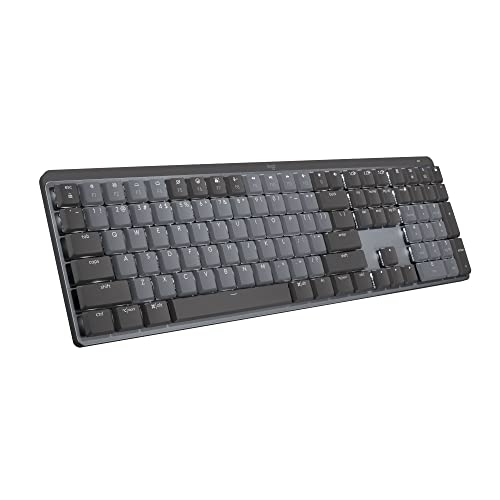 Logitech MX Mechanical Wireless Illuminated Keyboard Tactile - Graphite | Low-profile full-size, 3 device Bluetooth pairing, Smart backlight auto-adjusts, USB-C rechargeable, Up to 15 day battery