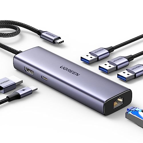 UGREEN Revodok 6 in 1 USB C Hub Gigabit Ethernet Adapter with 4K HDMI | 100W PD Charging,USB A Data Ports Compatible with MacBook Neo/Pro/Air M1, M2, M3, M4,M5,iPad, iPhone 17/16, Steam Deck