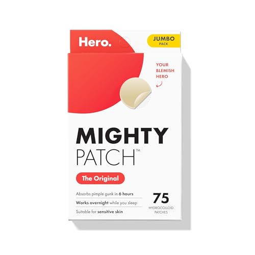 Hero Cosmetics Mighty Patch Original Nighttime Acne Pimple Patches, 75 Ct | #1 Hydrocolloid Acne Patches, Shrinks Zits & Whiteheads in 1 Use, Spot Treatment Pimple Stickers for Face, Korean Skincare