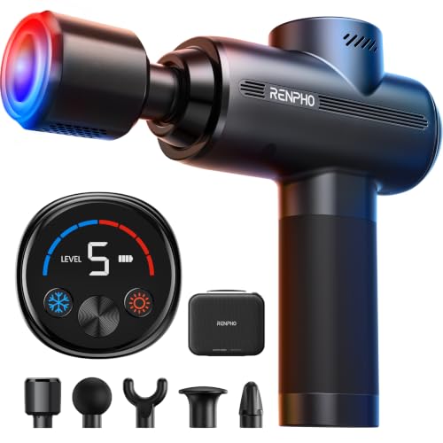 RENPHO Active Thermacool 2 Massage Gun with Intuitive Heat and Cold Control | VA Display Handheld Percussion 10mm Deep Tissue Massager for Neck Back Muscle, FSA Eligible Gift for Men Women Athletes HSA