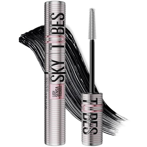 Maybelline Lash Sensational Sky Tubes Tubing Mascara, Extension-Like Lengthening Mascara, 24HR Eye Makeup with Shea Butter & Castor Oil, Very Black, 1 Count
